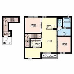 シャーメゾン縁 2階2LDKの間取り