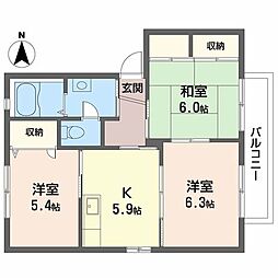 シャーメゾン貴志川 3Kの間取図画像