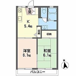 セキワガーデンハウス春日 2Kの間取図画像