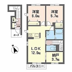 SHAMAISON紀泉 2SLDKの間取図画像