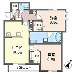 シャーメゾン ラウレア芦屋 一部みらいエコ対象物件 2LDKの間取図画像