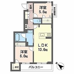 シャーメゾン小久保 一部みらいエコ対象物件 2LDKの間取図画像