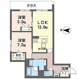 フォレストIII 2LDKの間取図画像