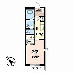 シャーメゾン楽音寺B 1Kの間取図画像
