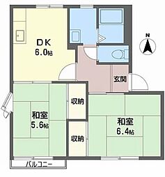 メゾン・ド・シャンドーレE棟 2DKの間取図画像