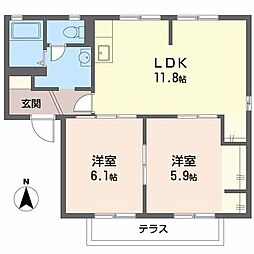 エクセレント桜ケ丘B棟 2LDKの間取図画像