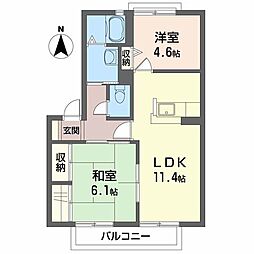 サニーサイドA 2LDKの間取図画像