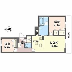 ヴェルジェIII 2LDKの間取図画像