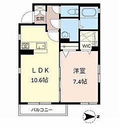 シャーメゾンパークサイド 1LDKの間取図画像