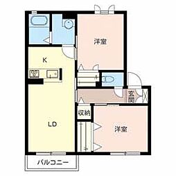 アトレッテジーロ 2LDKの間取図画像