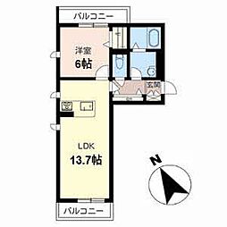シャーメゾン清水丘 1LDKの間取図画像