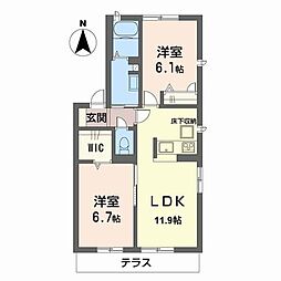 ソレイユおりおの 2LDKの間取図画像