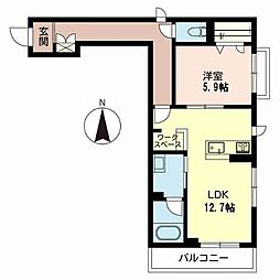 シャーメゾンレフィシア 1LDKの間取図画像