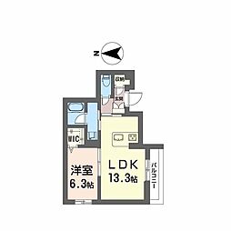 御所タキマ 1LDKの間取図画像