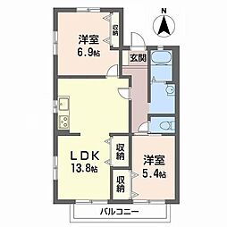 アーバンドリーム 2LDKの間取図画像