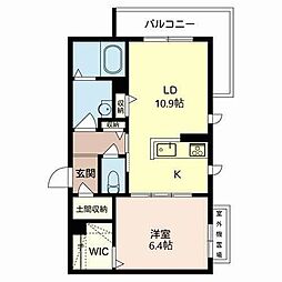 シャーメゾン菅原 2階1LDKの間取り