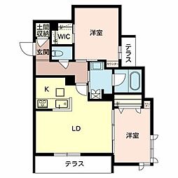ENCHANTE 2LDKの間取図画像