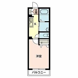 フォレナM2 1Kの間取図画像