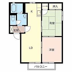 ひまわりハイツ 2階2LDKの間取り