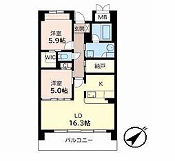 ルーチェ千里山 2LDKの間取図画像