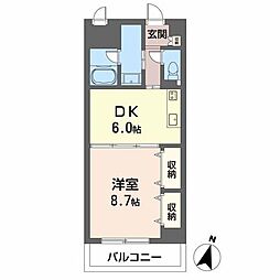ヴィラヴァレ岡本イースト 1DKの間取図画像