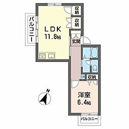 ハイツ西蔵 1LDKの間取図画像