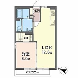 セジュール中田1 1LDKの間取図画像