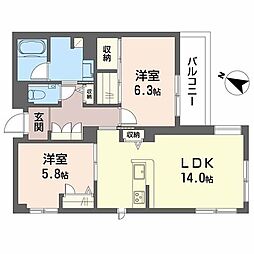 フォレナ神戸住吉 2LDKの間取図画像