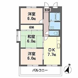 メゾンたむら 3DKの間取図画像