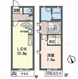 リシェス甲子園A 1LDKの間取図画像