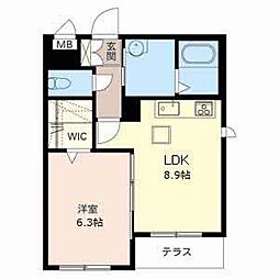 ヴェールメゾン六甲 1LDKの間取図画像