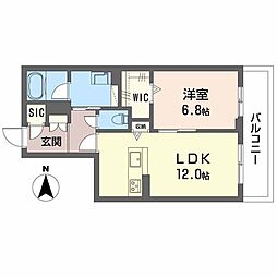 テラッセ奈良公園 2階1LDKの間取り