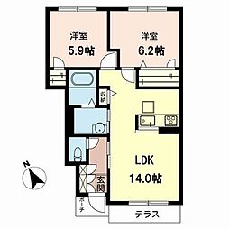 グランジュッテ 2LDKの間取図画像