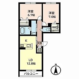 プロヌーブ楠葉朝日 2LDKの間取図画像