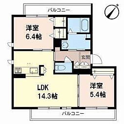 シャーメゾンサニーテラス 2LDKの間取図画像