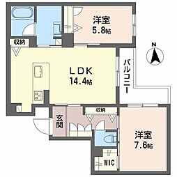 シャーメゾン・ラ・グランシェール 2LDKの間取図画像