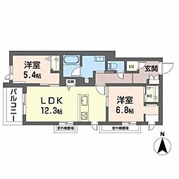 WithPlus天王寺区舟橋町 2LDKの間取図画像
