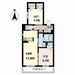 エクセレンス田辺 1SLDKの間取図画像