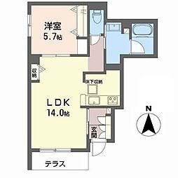 カルフール.N.M2 1LDKの間取図画像