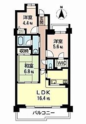 ジュオール北畠 3LDKの間取図画像