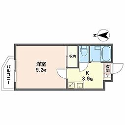 グランドール小松島 1Kの間取図画像