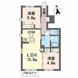 グラディシアA 2LDKの間取図画像