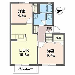 シティーハイツABE2 2LDKの間取図画像