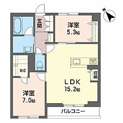 BEREO高森 2LDKの間取図画像