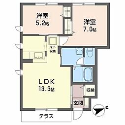ディアスモダン明石台2 2LDKの間取図画像