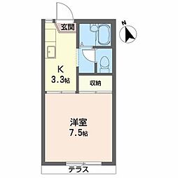 フレグランスさくら 1Kの間取図画像