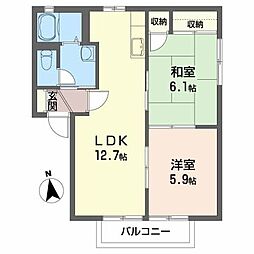 プライムコートB 2LDKの間取図画像