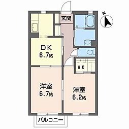 ヴィラクレストC 2DKの間取図画像