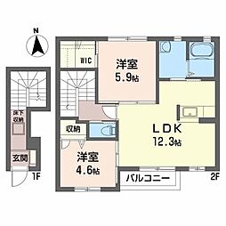 CASAMai虹 2LDKの間取図画像
