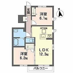 ラブリーライフ佐沼 2LDKの間取図画像